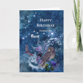 Carte Boho Blue Zodiac Pisces Constellation Anniversaire (Devant)