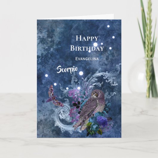 Carte Boho Blue Zodiac Scorpio Constellation Anniversair (Devant)