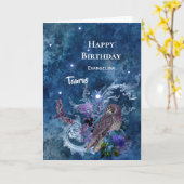Carte Boho Blue Zodiac Taurus Constellation Anniversaire (Fleur jaune)