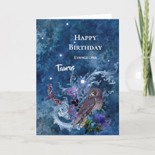Carte Boho Blue Zodiac Taurus Constellation Anniversaire