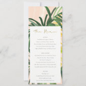 Carte Boho Blush Green Tropical Palm Mariage Menu  (Devant)