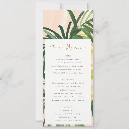 Carte Boho Blush Green Tropical Palm Mariage Menu  (Devant)