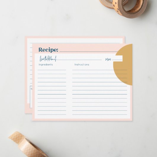 Carte Boho Blush & Mustard Premium Recette (Devant/Arrière en situation)