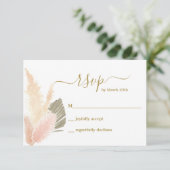 Carte Boho Blush Pampas Grass RSVP (Debout devant)