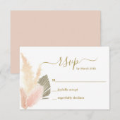 Carte Boho Blush Pampas Grass RSVP (Devant / Derrière)