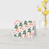 Carte Boho Bohème Arbres de Noël Rose Orange Vert  (Fleur jaune)