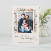 Carte Boho Botanical Photo Collage Holiday Card (Debout devant)