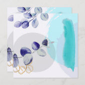 Carte Boho botanique cyan violet (Devant / Derrière)