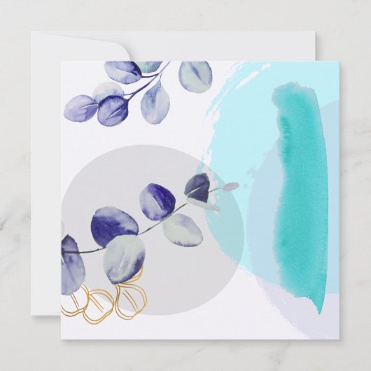 Carte Boho botanique cyan violet (Devant)