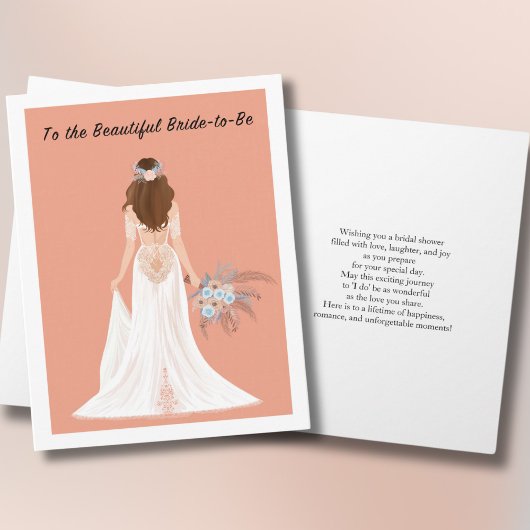 Carte Boho Brunette Bride Fête des mariées Félicitations