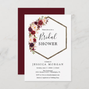 Carte Boho Burgundy Bridal Shower Invitation