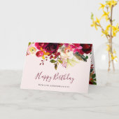 Carte Boho Burgundy Floral | Joyeux anniversaire (Fleur jaune)