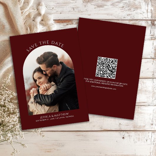 Carte Boho Burgundy Photo Arch Wedding