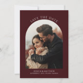 Carte Boho Burgundy Photo Arch Wedding (Devant)