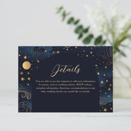 Carte Boho Celestial Mariage Détails (Debout devant)
