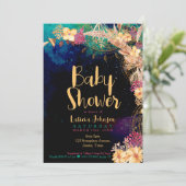 Carte Boho Chic Baby shower Bohème Floral & Plumes (Debout devant)