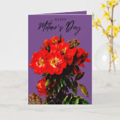 Carte Boho Chic Fête des Mères Rouge Roses Bouquet Purpl (Fleur jaune)