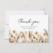 Carte Boho Chic Fleur sauvage Merci Fête des mariées (Devant)