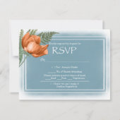 Carte Boho Chic Orange Floraux Smokey Blue RSVP (Devant)