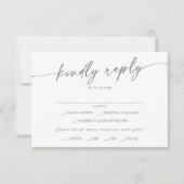Carte Boho Chic Silver Gris Menu Choix RSVP Card (Devant)