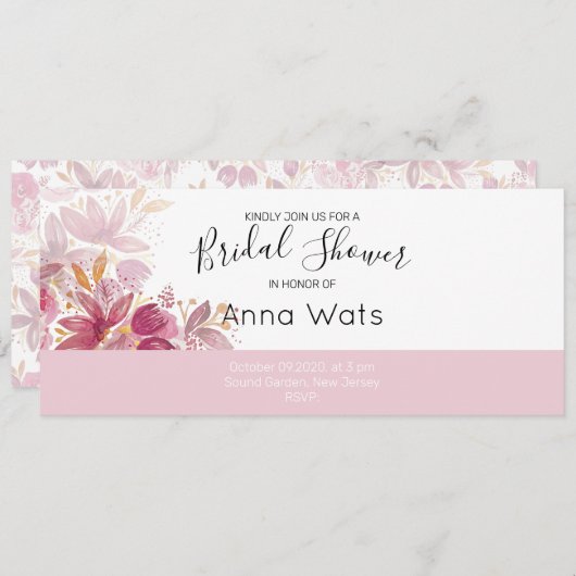 Carte Boho Chic Terracotta Blush Floral (Devant / Derrière)