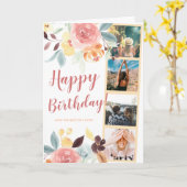 Carte Boho chute florale aquarelle photo grille annivers (Fleur jaune)