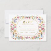 Carte Boho coloré Fleur sauvage Jardin mariage RSVP cart (Devant)