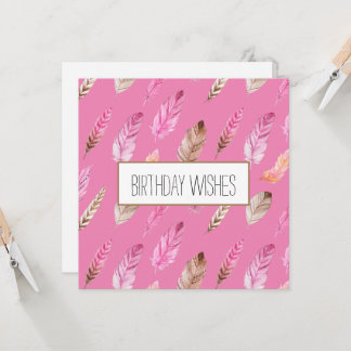 Carte Boho coloré plumes heureux anniversaire