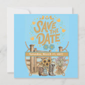 Carte Boho Cowboy Enregistrer la date (Dos)