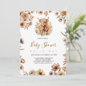 Carte Boho Cute Highland Cow Baby Shower (Debout devant)