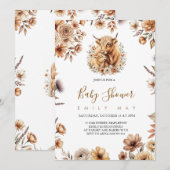 Carte Boho Cute Highland Cow Baby Shower (Devant / Derrière)