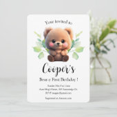 Carte Boho de l'ours en peluche mou 1er anniversaire (Debout devant)