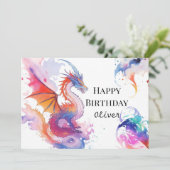 Carte Boho Digital Dragon Anniversaire (Debout devant)