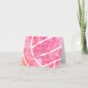 Carte boho doodle floral rose volleyball anniversaire