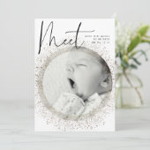 Carte Boho doré moderne Elégant Photo Neige Naissance (Debout devant)