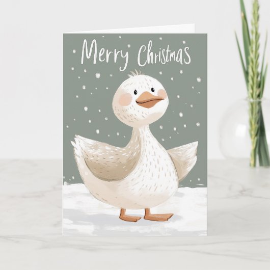 Carte Boho Duck in Snow Christmas Card (Devant)