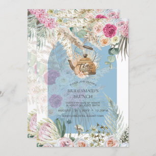Carte BOHO Dusty Blue Pampas Grass TEA PARTY Douche