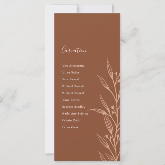 Carte Boho Earthy Botanical Elégant Plan de table d'ivoi (Devant)