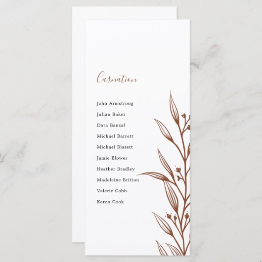 Carte Boho Earthy Botanical Elégant Plan de table d'ivoi (Devant / Derrière)