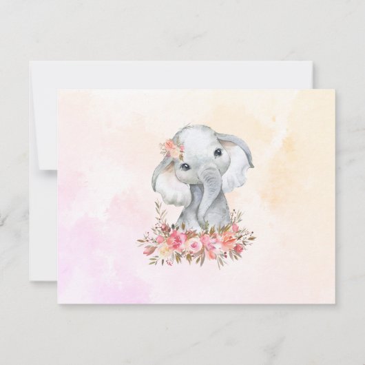 Carte Boho Elephant Baby shower Arrivée Prédiction (Dos)