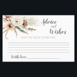 Carte Boho Fête des mariées<br><div class="desc">Boho pampas herbe carte conseil de douche nuptiale pour votre journée spéciale</div>