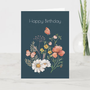 Carte Boho Fleur sauvage botanique anniversaire