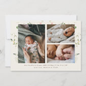 Carte Boho Fleur Sauvage Délicate | 4 Photo Naissance (Dos)