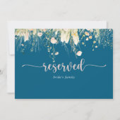 Carte Boho Fleur sauvage Marine Mariage Réservé Signal (Dos)
