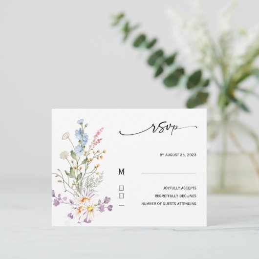 Carte Boho Fleur sauvage Rsvp (Debout devant)