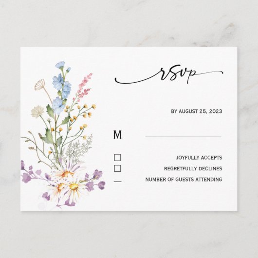Carte Boho Fleur sauvage Rsvp (Devant)