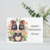 Carte Boho Fleur sauvage Skunk Anniversaire (Debout devant)