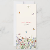 Carte Boho Fleurs sauvages & papillons Mariage (Dos)