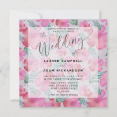 Carte Boho Floral Blush Pink Aquarelle Mariage Inviter (Devant)