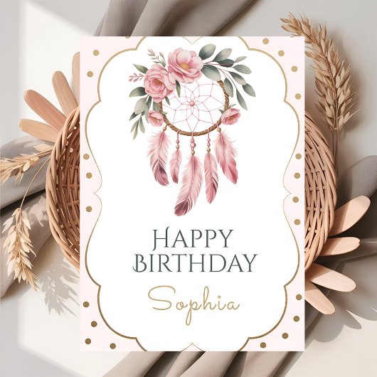 Carte Boho Floral Chic Anniversaire